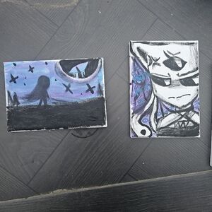 Moon Watching The Girl During The Night  And Humanoid Hurricane Painting